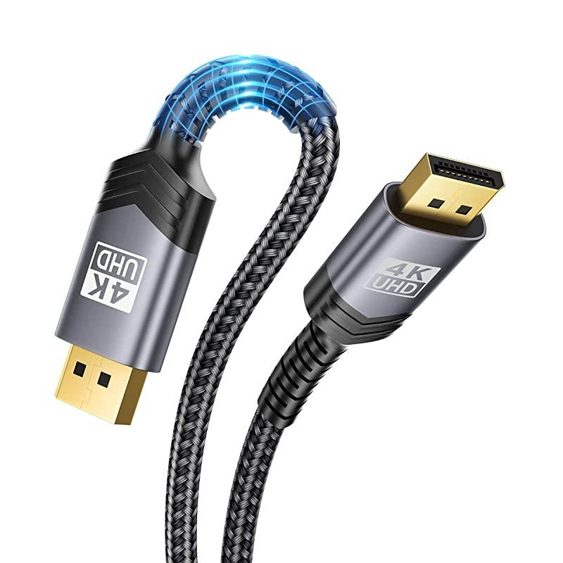 DisplayPort to DisplayPort Cable 10ft3M  12 DP Cable 4K60Hz 2K165Hz 2K144Hz GoldPlated Braided Ultra High Speed DisplayPort Cord for Laptop PC TV etc Gaming Monitor DP Cable Grey