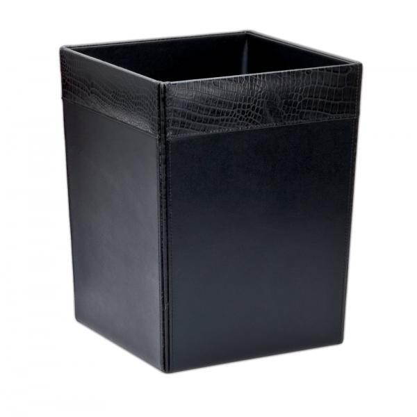 A2203 9 1/2 x 9 1/2 x 12 Square Waste Basket Crocodile Embossed Leather