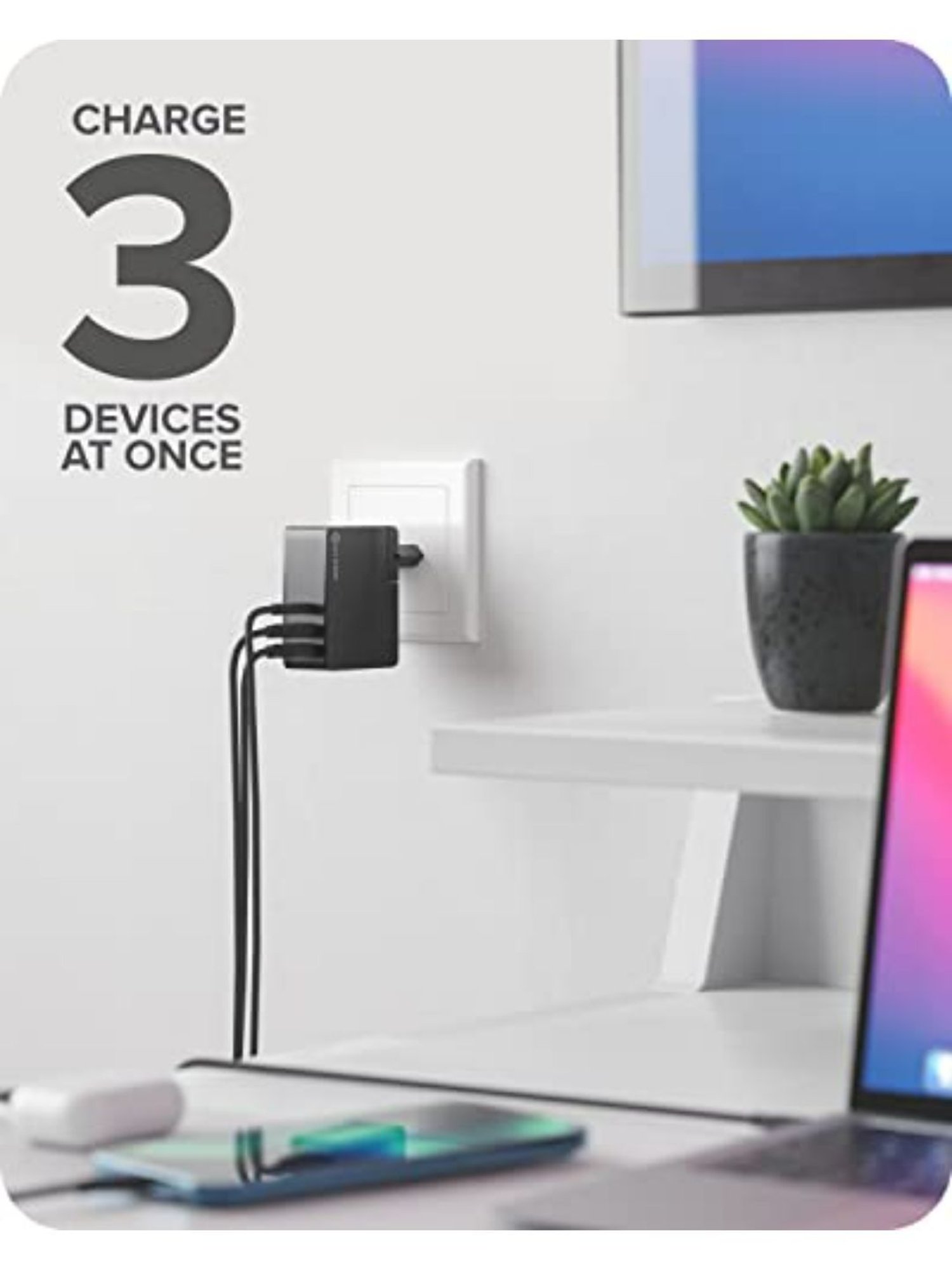 ALOGIC 3 Port USB-C & USB-A 45W Travel Charger with Multi Country Plugs (Black)
