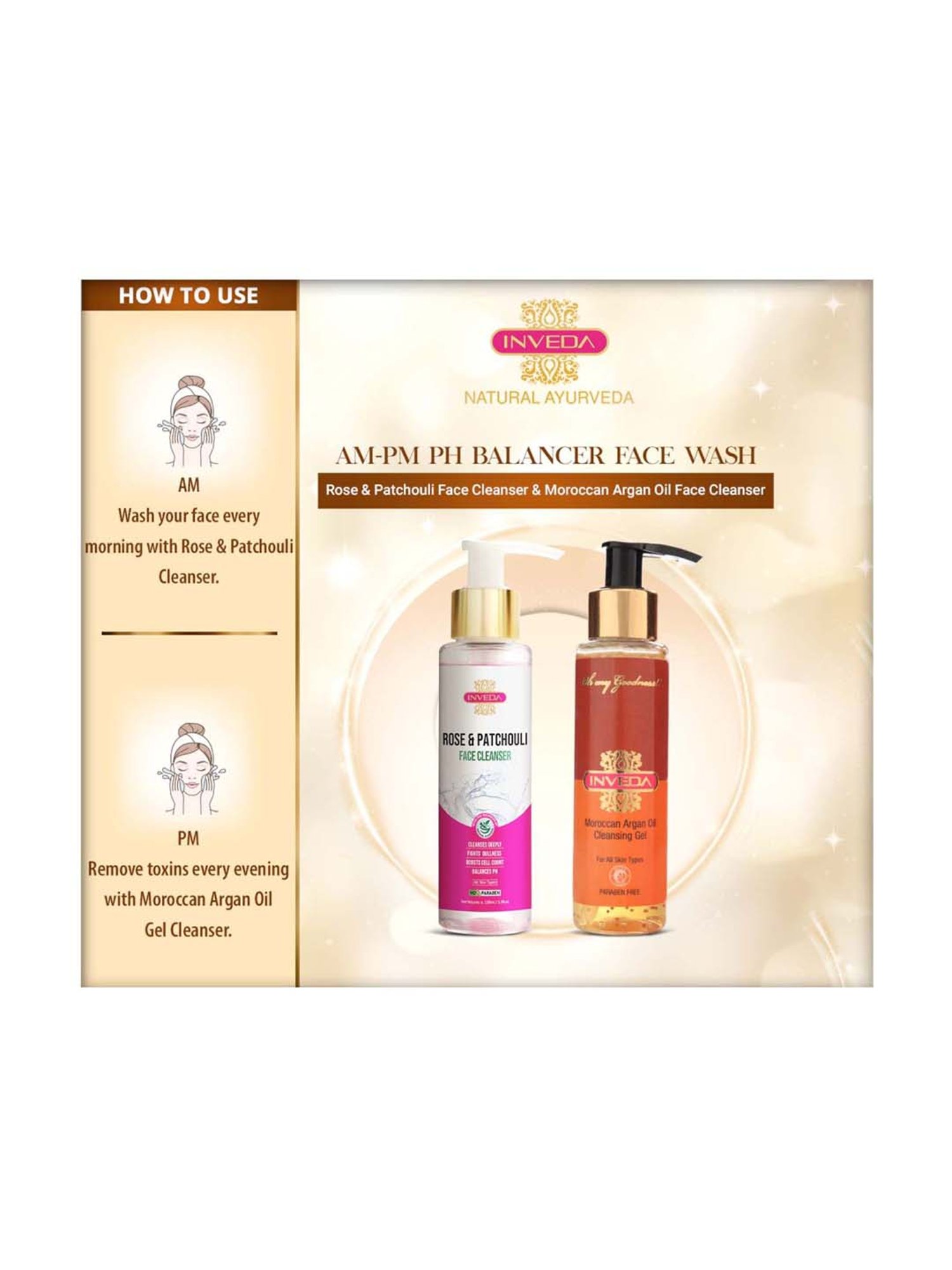 INVEDA AM-PM pH Balancer Face Wash Regimen Pack of 2 - 200 ml