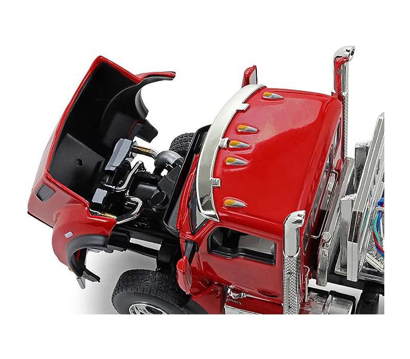 Kenworth T880 Day Cab with East Genesis End Dump Trailer Viper Red and Silver 1/50 Diecast Model by First Gear