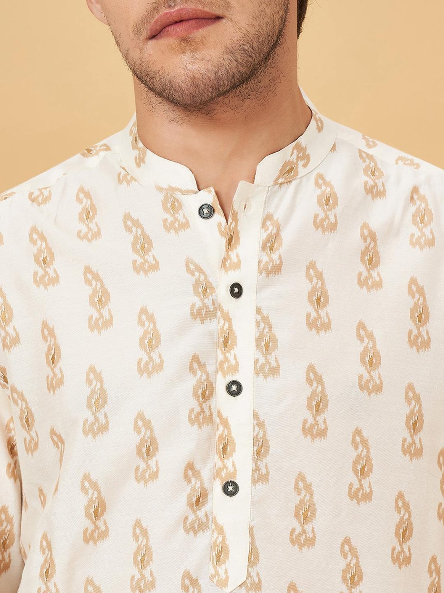 Indus Route By Pantaloons Cream Regular Fit Printed Kurta