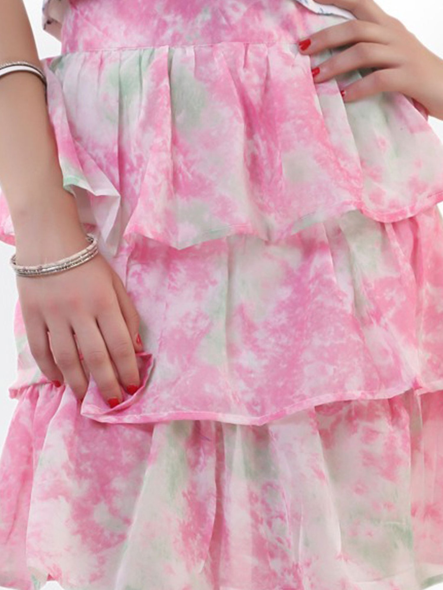 Belle Fille Pink & White Tie-dye Skirt