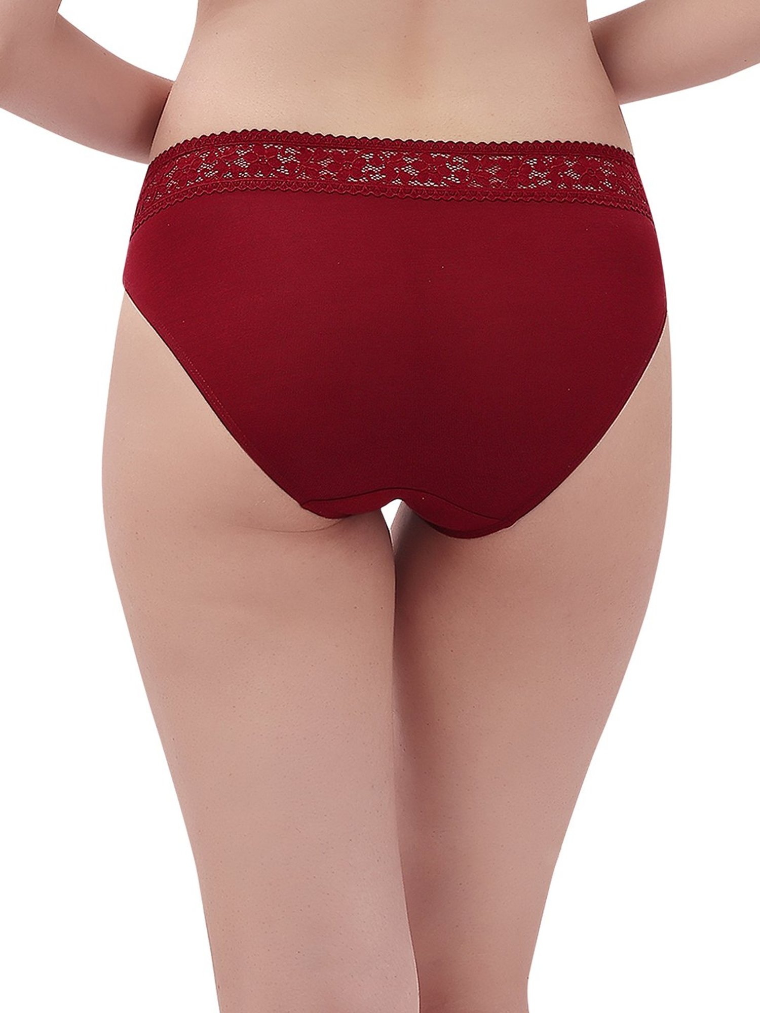 Soie Teal & Maroon Lace Hipster Panty - Pack of 2
