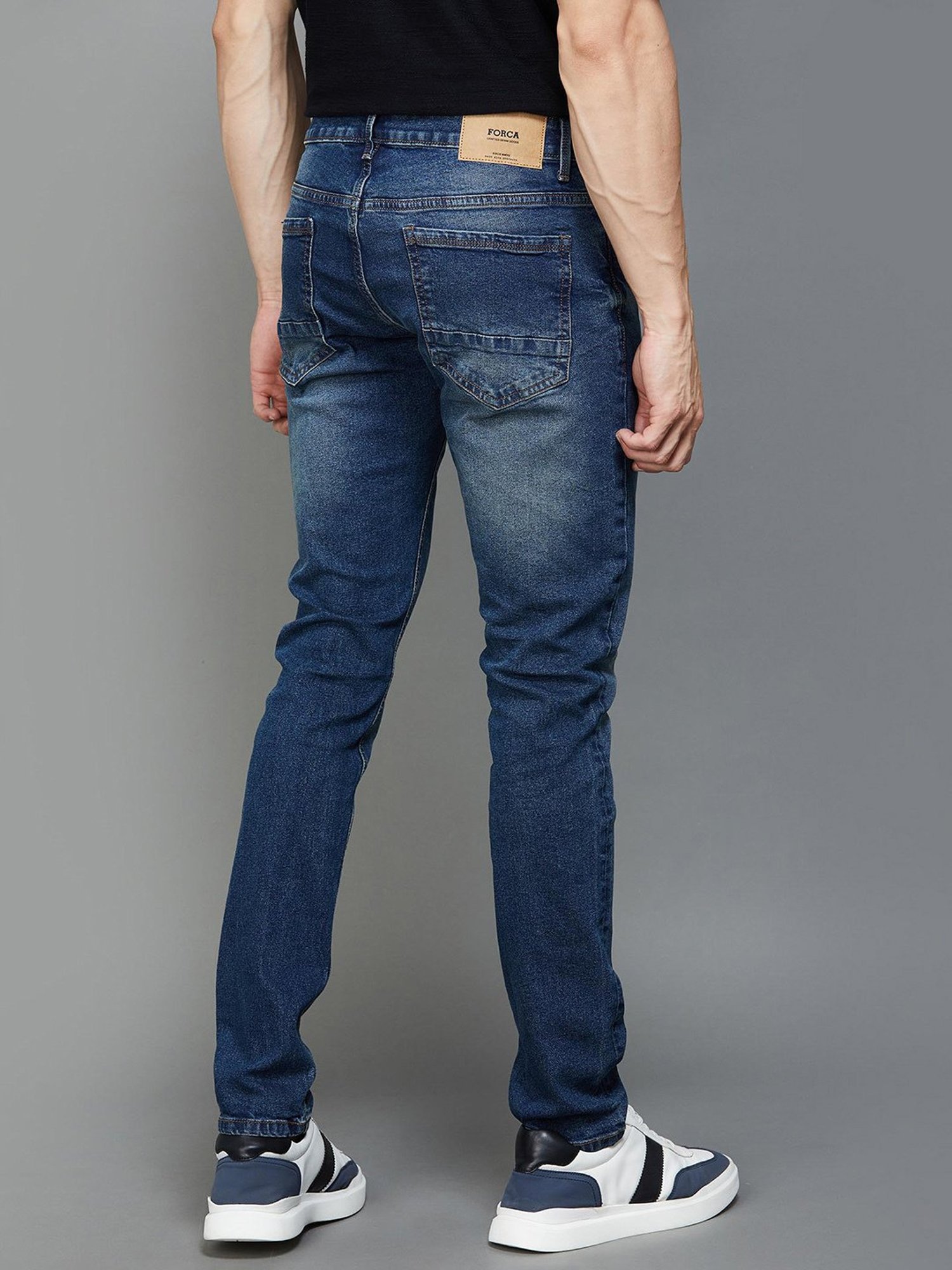Forca by Lifestyle Blue Skinny Fit Heavily Washed Jeans