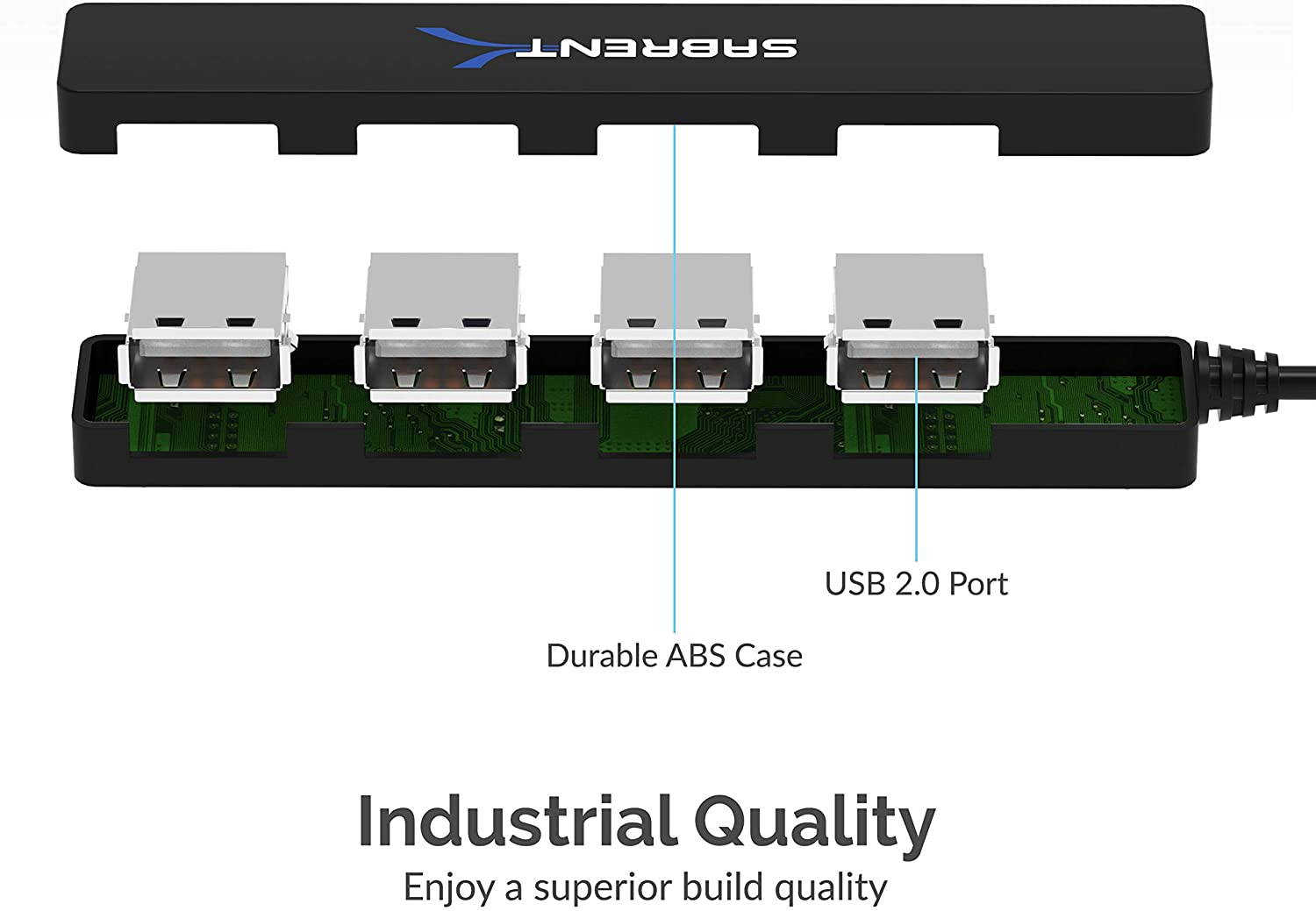 Sabrent 4 Port Portable USB 2.0 Hub (9.5? cable) (HB-MCRM)