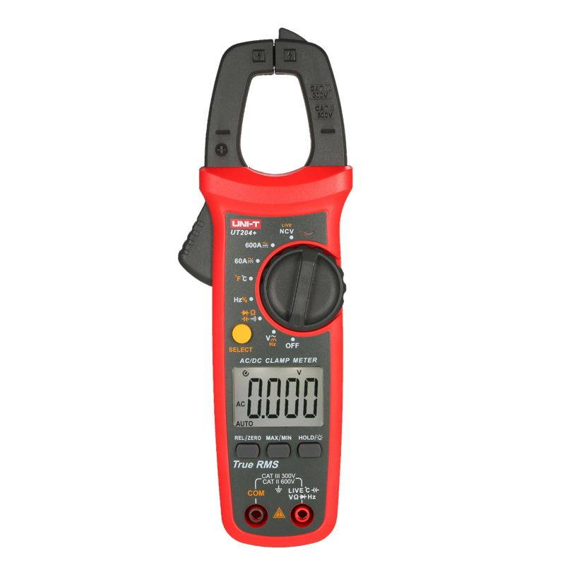 UNI-T UT204+ 6000 Counts Digital Clamp Meter True RMS Multimeter Clamp Ammeter Voltage Meter NCV Test Universal Meter Tester AC/DC Current Clamp Tester -40~1000? Temperature Measurement LIVE Test