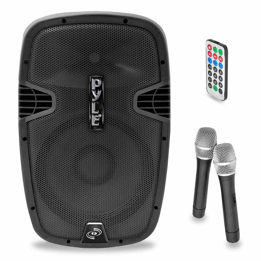 NEW Powered Bluetooth Portable 12" PA Speaker w/Wireless Microphones.Battery