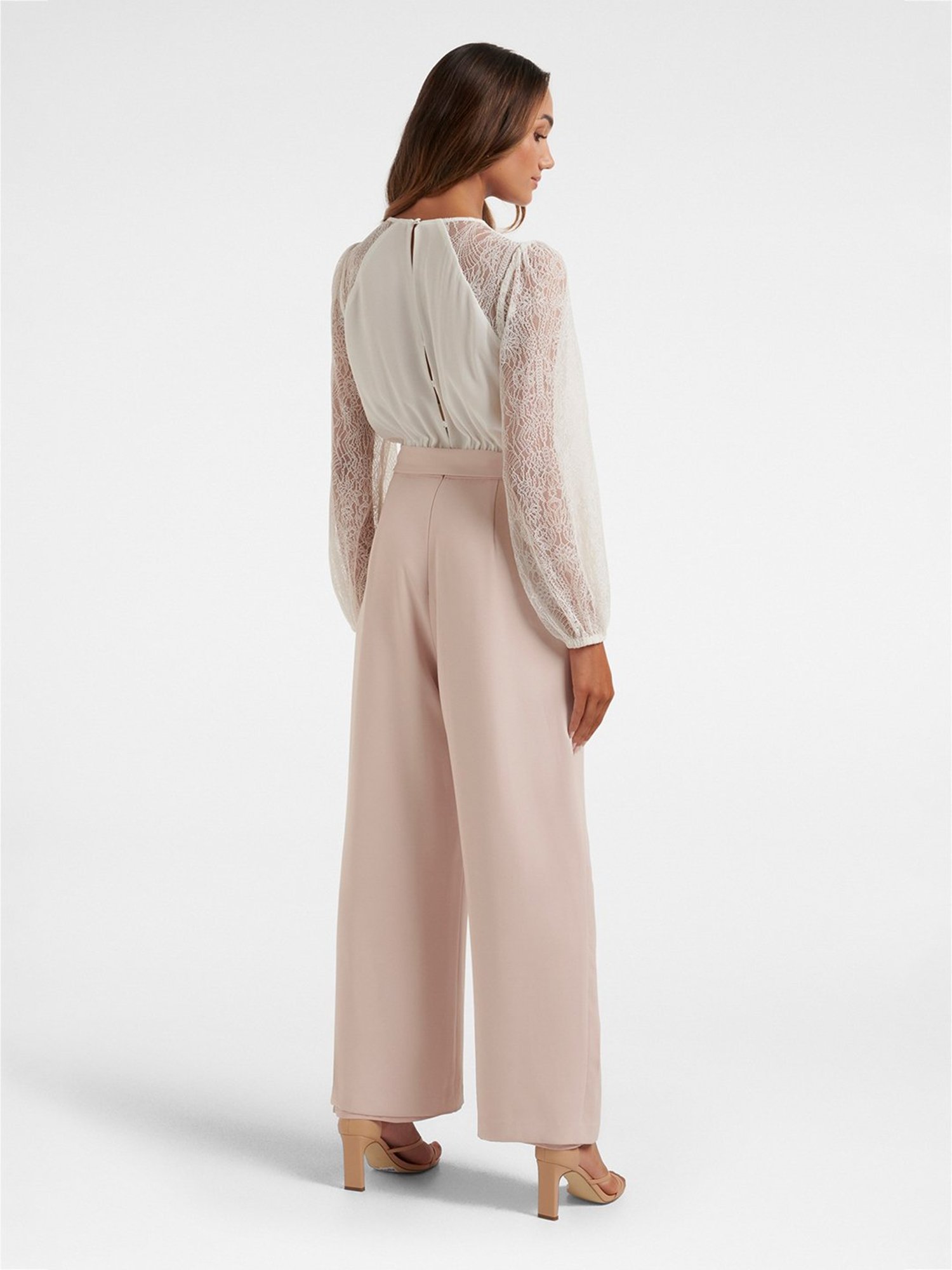 Forever New White & Peach Jumpsuit