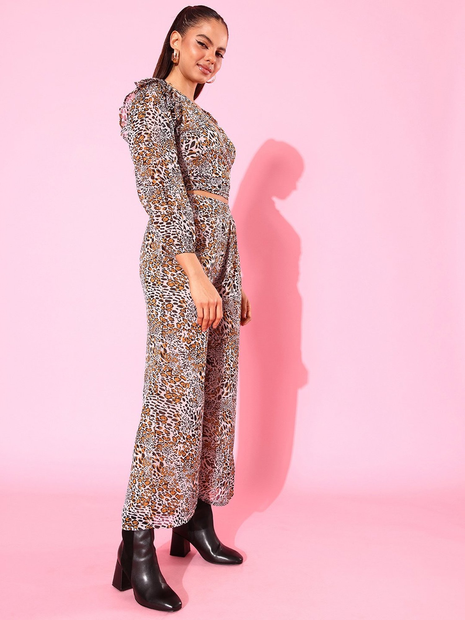 Anvi Be Yourself Brown Animal Print Co-Ord Set