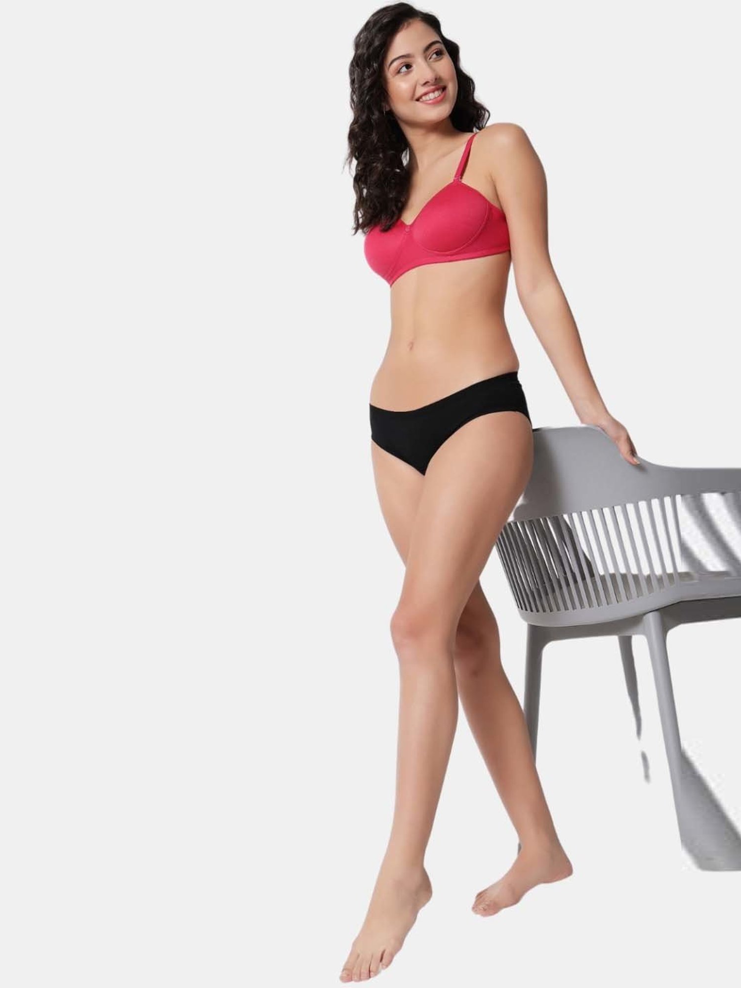 Bleeding Heart Coral & Black Plain Panties - Pack Of 2