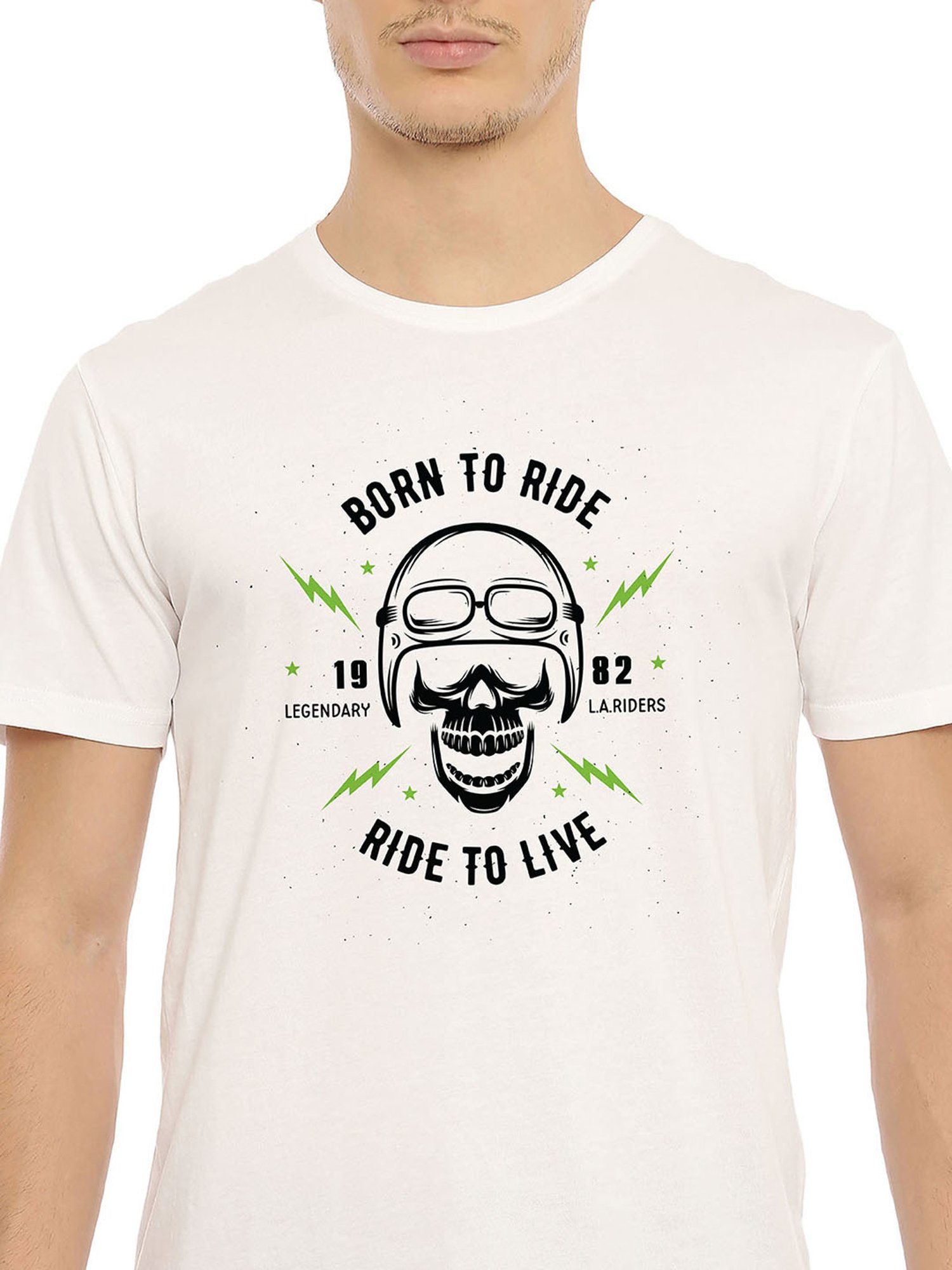 BLACK RADIO White Slim Fit Printed Cotton Crew T-Shirt