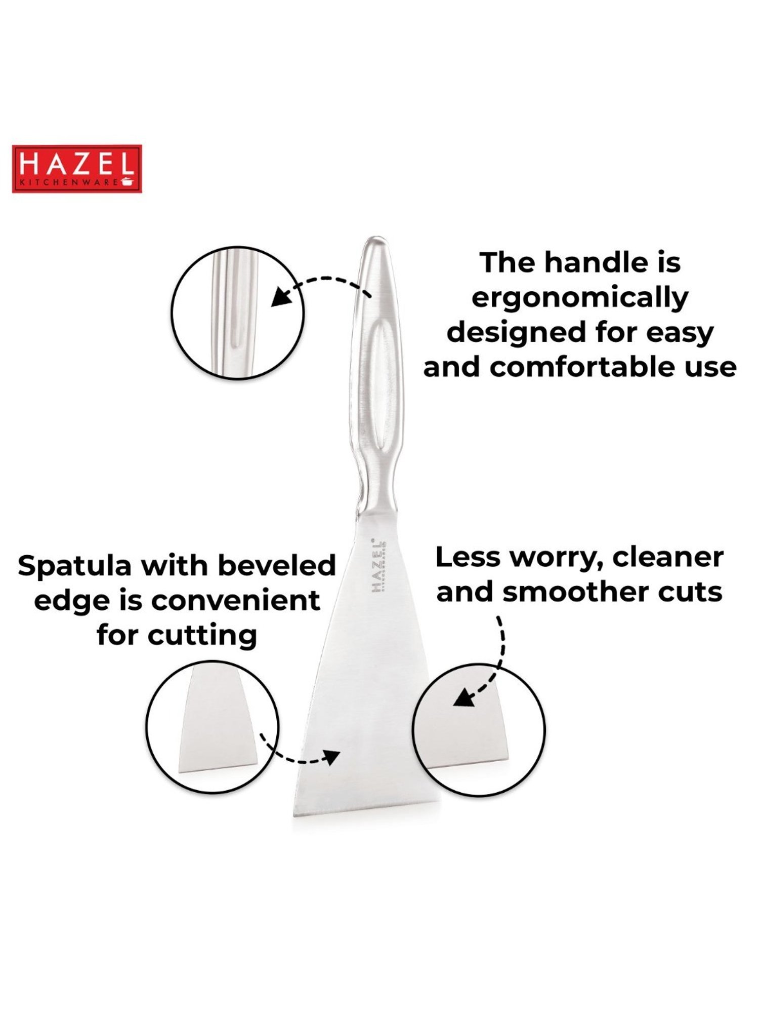 HAZEL Silver Stainless Steel Pizza Cutter with Handle