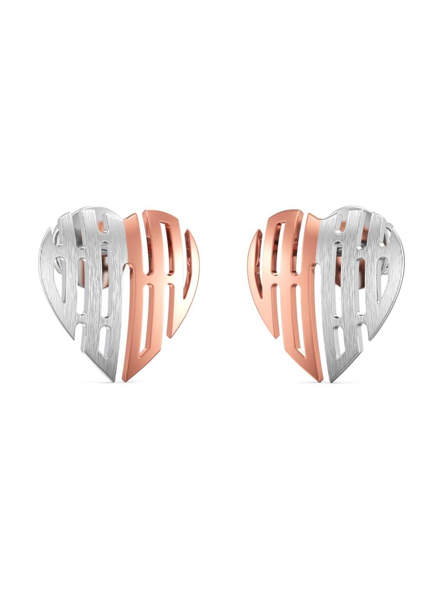 Joyalukkas 950 Platinum Lovely Heart & Rose Gold Earring