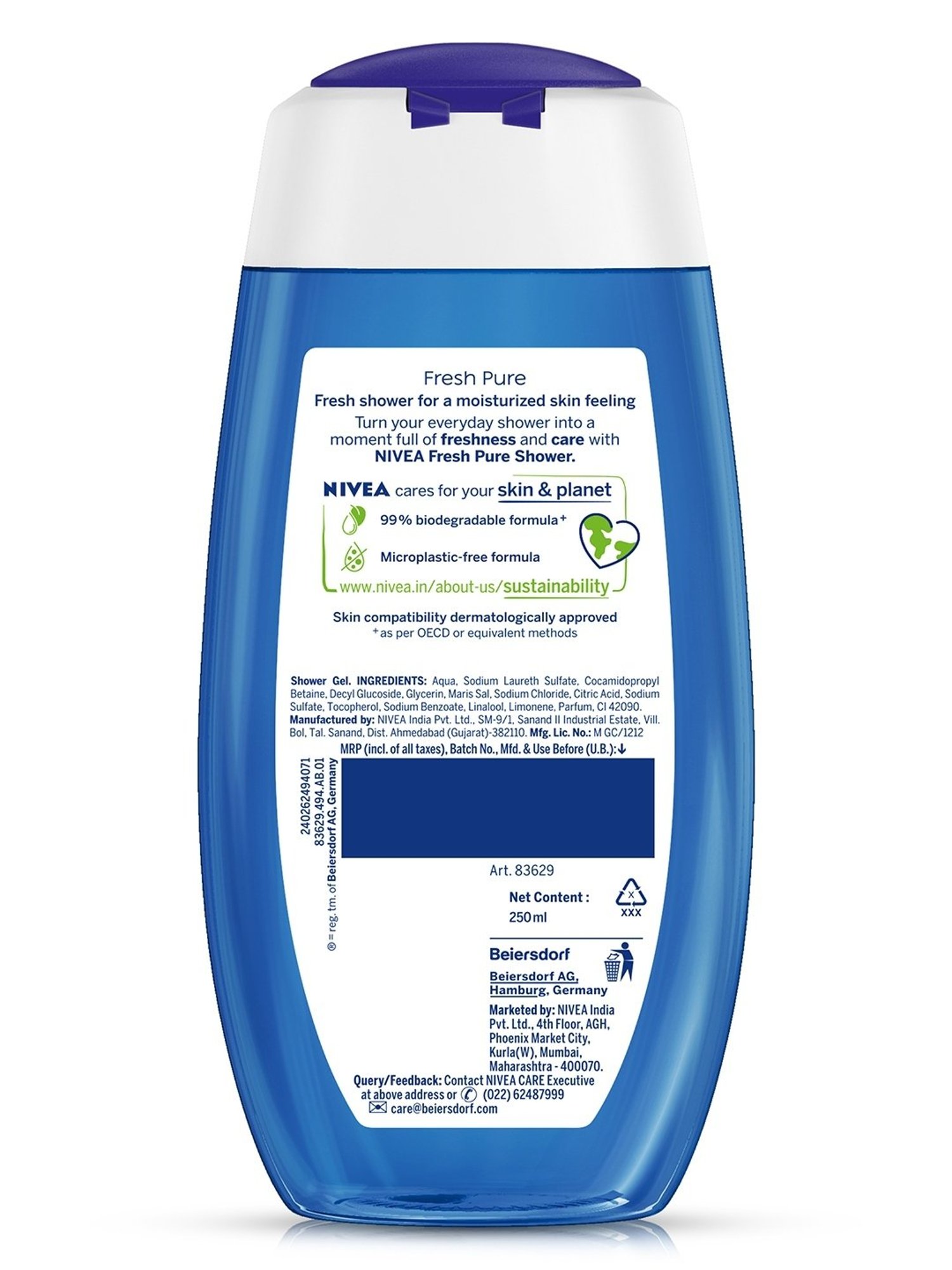 Nivea Fresh Pure Shower Gel & Body Wash - 250 ml