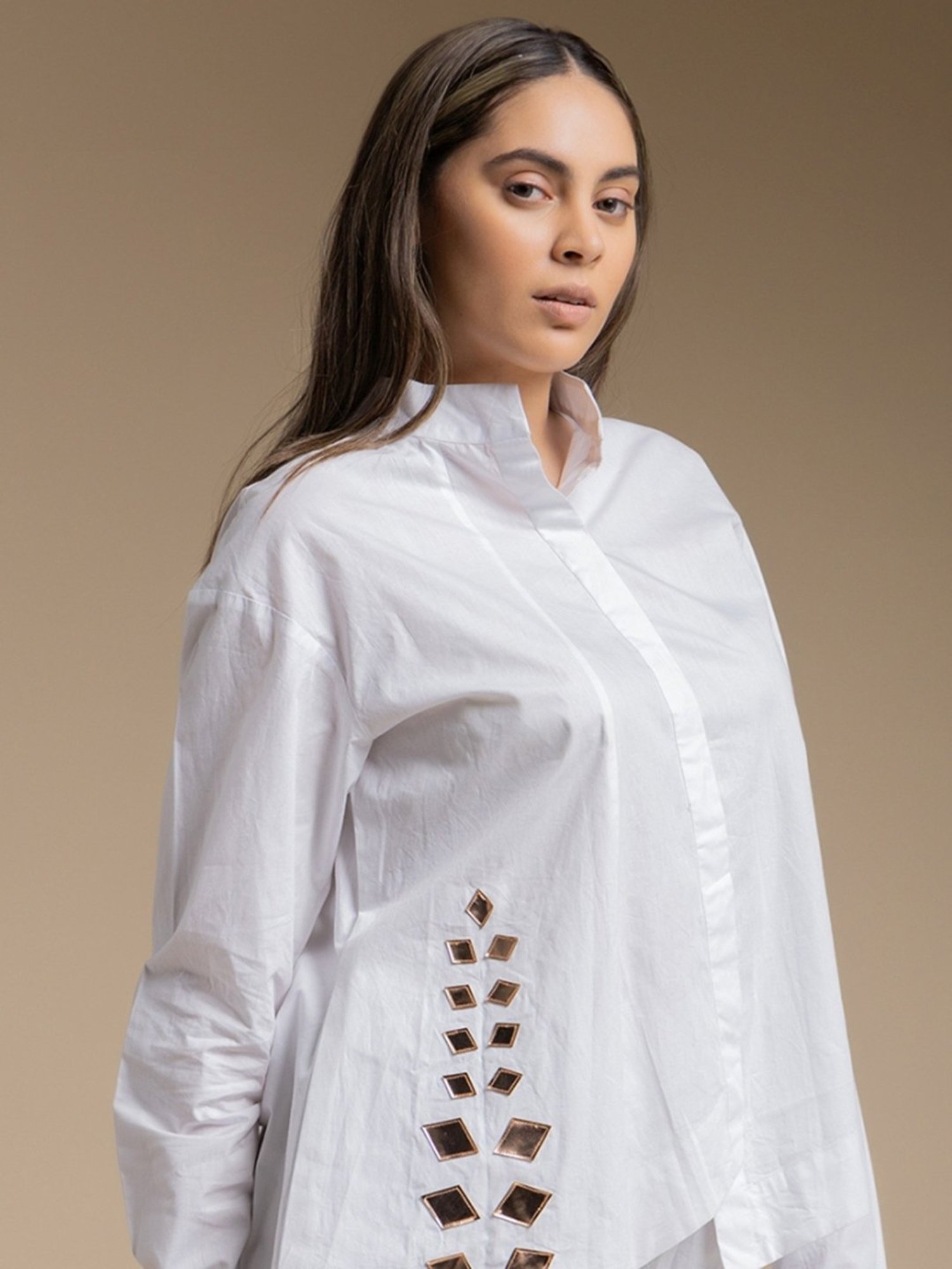 House of Manaa White Mirror Shirt