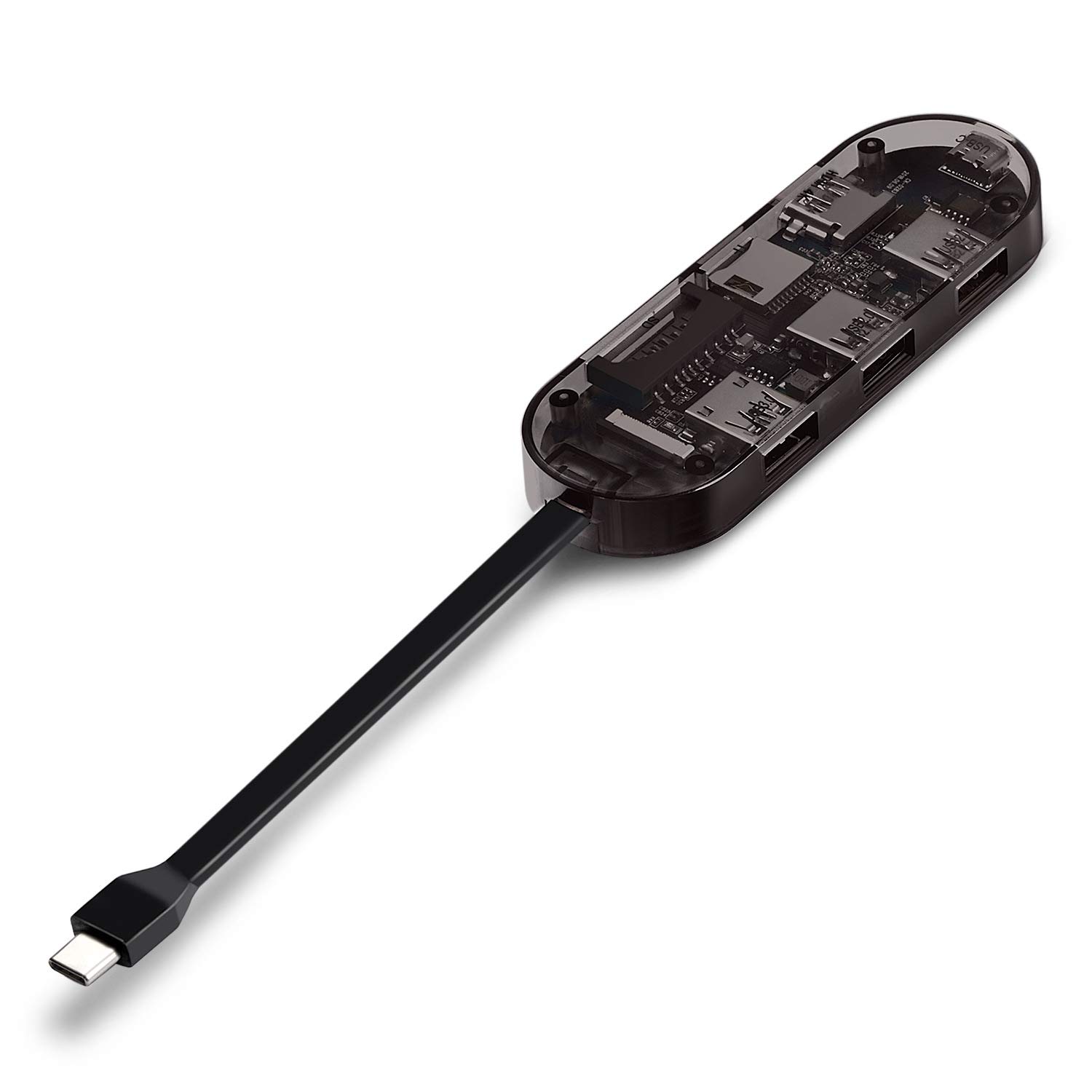 STANSTAR USB C Hub Multiport Adapter, 7 in 1 Portable Space Aluminum Dongle with 4K HDMI Output, USB Ports, SD/Micro SD Card Reader Compatible for More Type C Devices