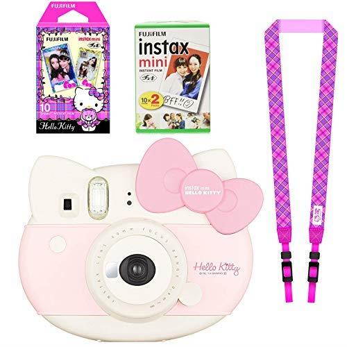 Fujifilm Instax Mini "Hello Kitty" Instant Camera Set! with Instax Mini Film, Twin Pack (20 Shoots) + Hello Kitty Film (10 Shoots) + Shoulder Strap + Stickers