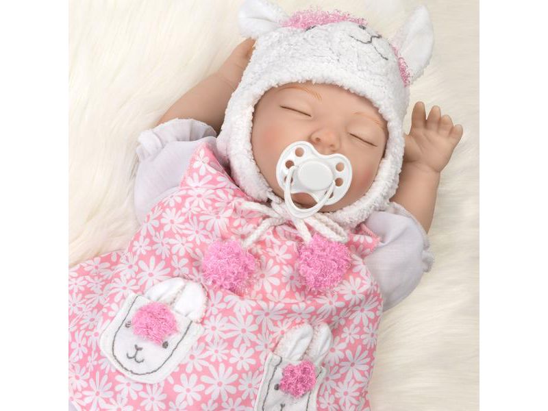 Paradise Galleries Reborn Baby Doll With Magnetic Mouth, Lullaby Llama, 18 inch Sleeping Baby in SoftTouch Vinyl, 7-Piece Doll Gift Set