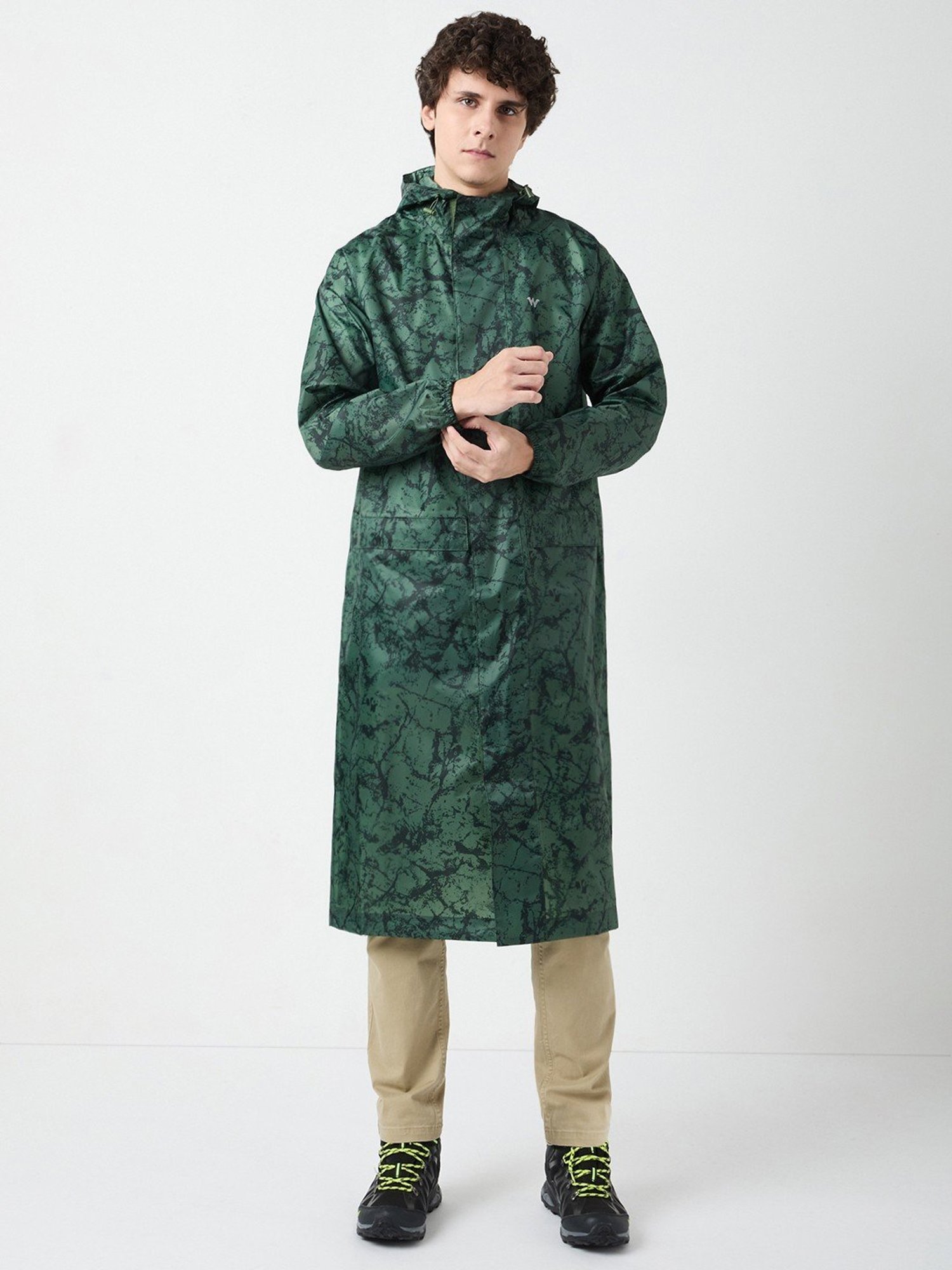 Wildcraft Green Regular Fit Printed Rainwear Jacket