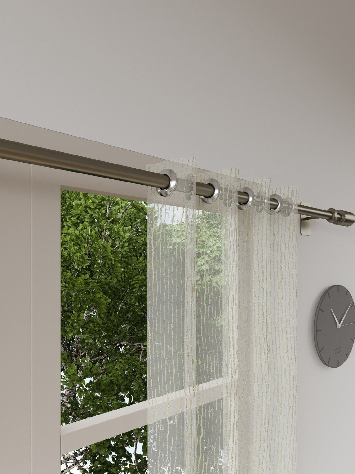 DDecor White Self Polyester 7 ft Door Curtain