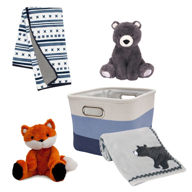 Lambs & Ivy Blue 5-Piece Baby Gift Basket for Baby Shower/Newborn Welcome Home