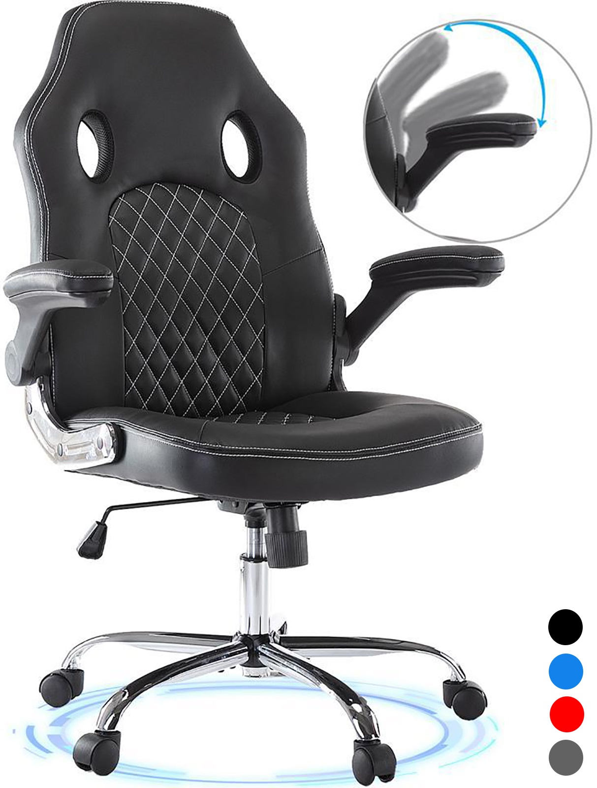 Gaming Chair, Racing Style Computer Desk Chair Padded Armrests Ergonomic Lumbar Support Adjustable Height