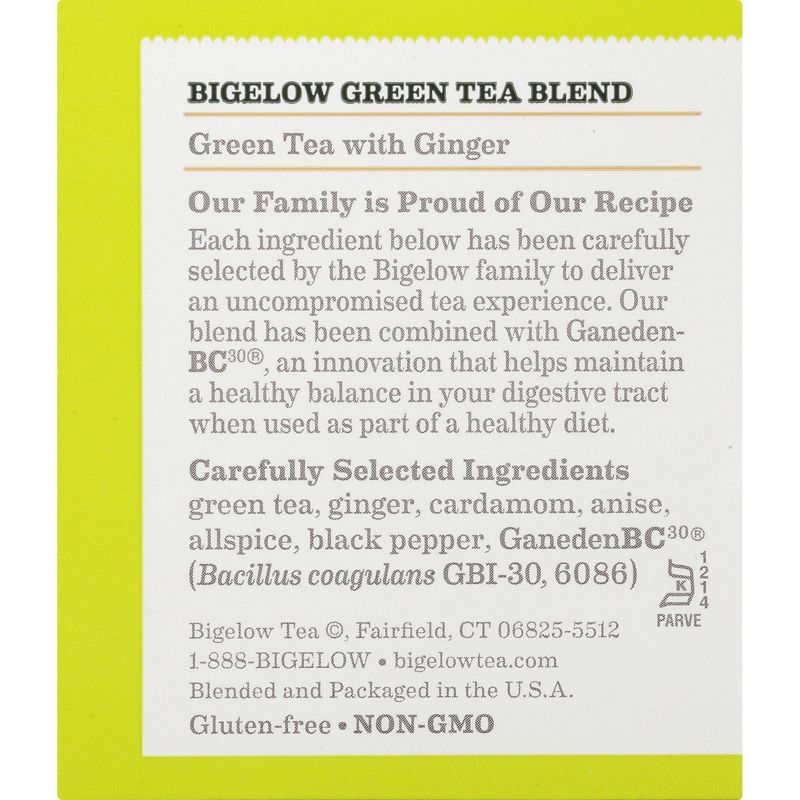 Bigelow Green Tea with Ginger plus Probiotics Tea Bags - 18ct