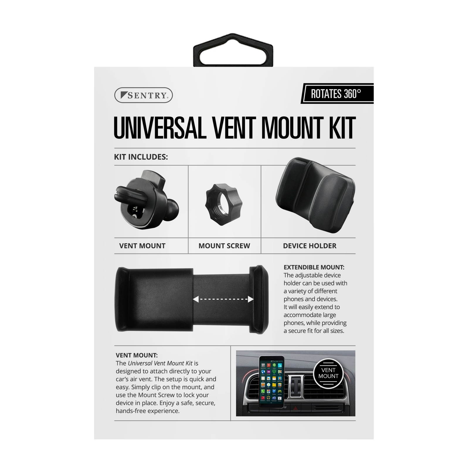 SENTRY Universal Car Vent Mount Kit  MP600