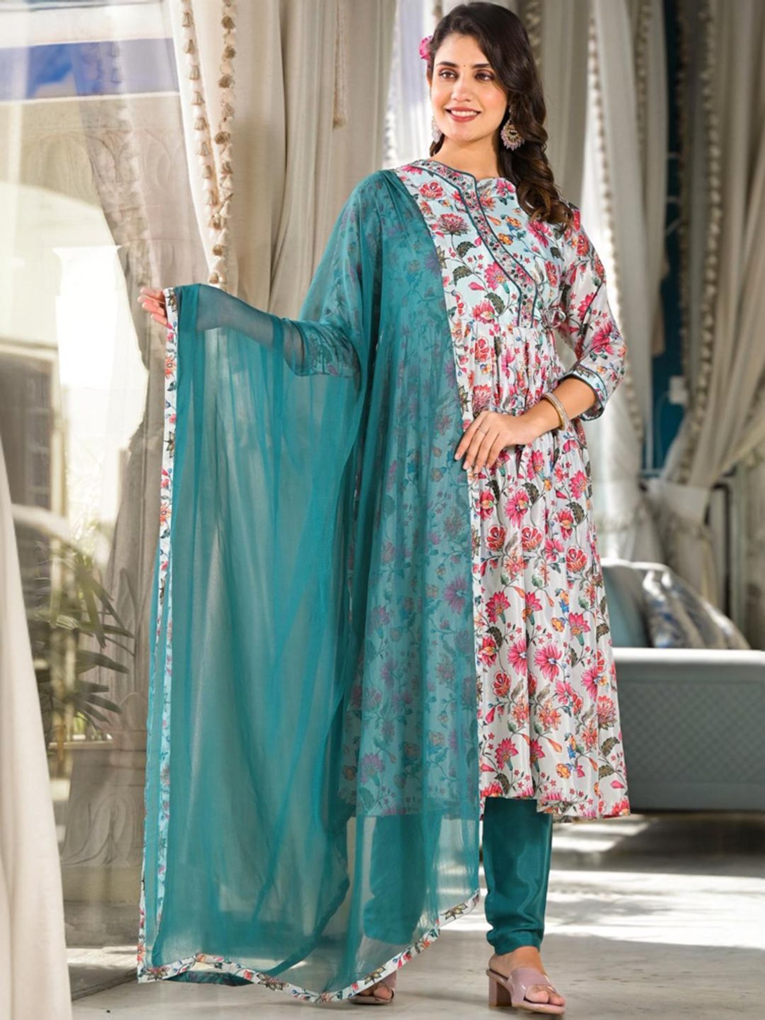 URBAN MYSTIC Black Rayon Embroidered Kurta & Sharara Set