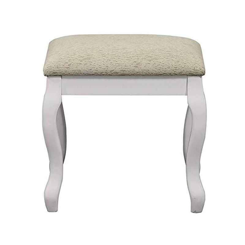 Cherub Vanity Set Featuring Stool And Mirror White - Benzara