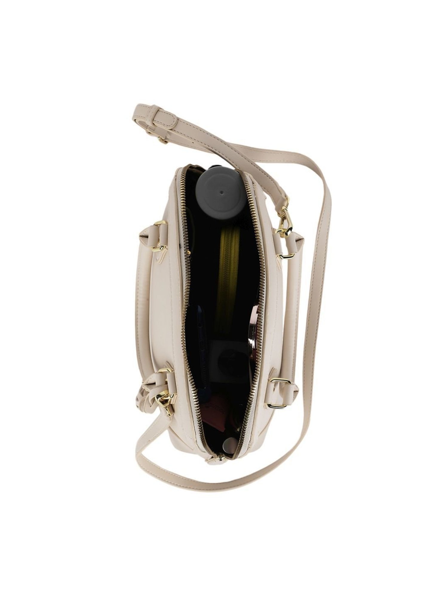 Tyra Iris Beige Solid Faux Leather Handbag