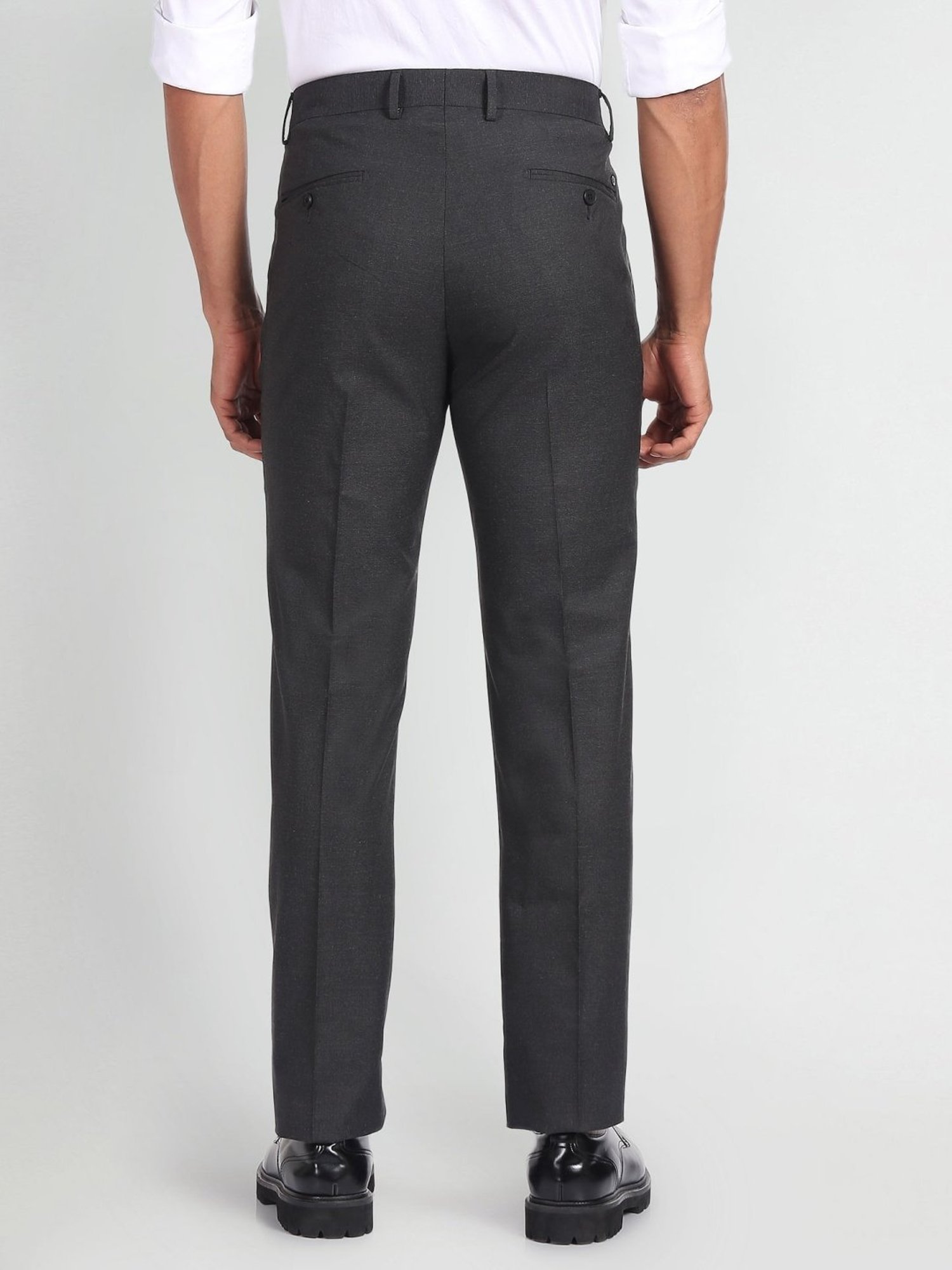Arrow Grey Regular Fit Trousers
