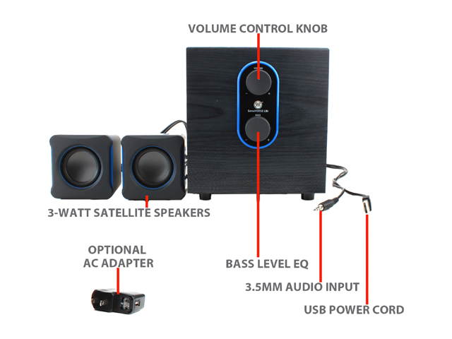 GOgroove SonaVERSE LBr USB Powered 2.1 Computer Speaker System w/ Bass Subwoofer & Dual Stereo Satellite Speakers for Dell , Toshiba , Samsung , HP , Asus , Acer , Lenovo , Sony and More Laptop and PC