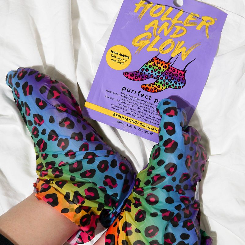 Holler and Glow Purrfect Pedi Foot Mask - Rainbow - 1.35 fl oz