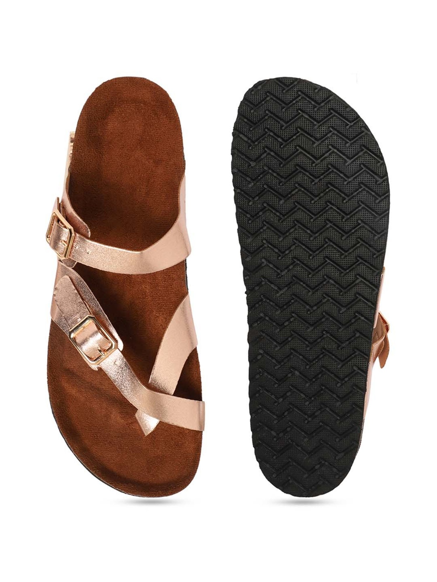 Mozafia Women's Rose Gold Toe Ring Sandals