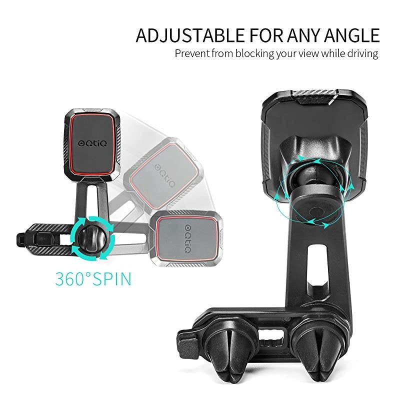 Air Vent Car Phone Mount, Long Arm Air Vent Phone Holder with 360 Rotation Design, Built-in 6 Strong Magnets, Universal Car Vent Holder for All Cell Phone & Mini Tablet