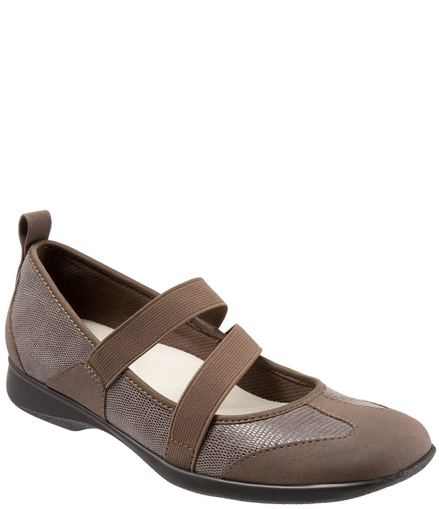 Trotters Josie Mary Jane Suede and Lizard Embossed Slip-On Shoes