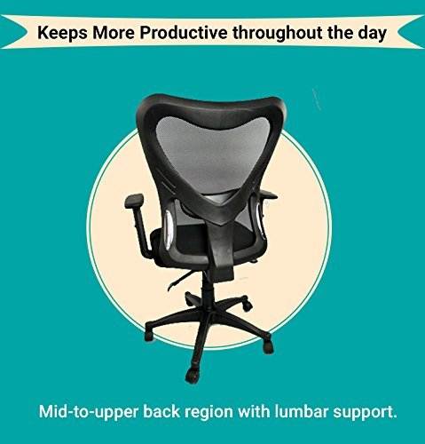 Chelsea Adjustable Height Seat Comfortable Office Chair with Lumbar Back Support Durable Mesh, Ergonomic Posture Support for Computer Desk - BLACK COLOR