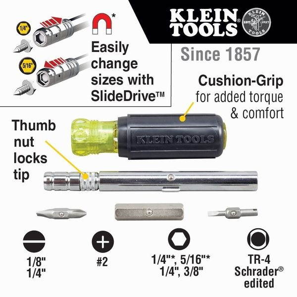 Klein Tools HVAC 8-in-1 Slide Driver Screwdriver/Nut Driver