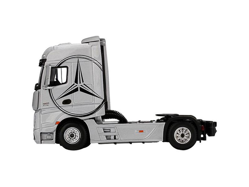 Mercedes Benz Actros Truck Tractor Silver with Black Mercedes Logo 1/64 Diecast Model by True Scale Miniatures