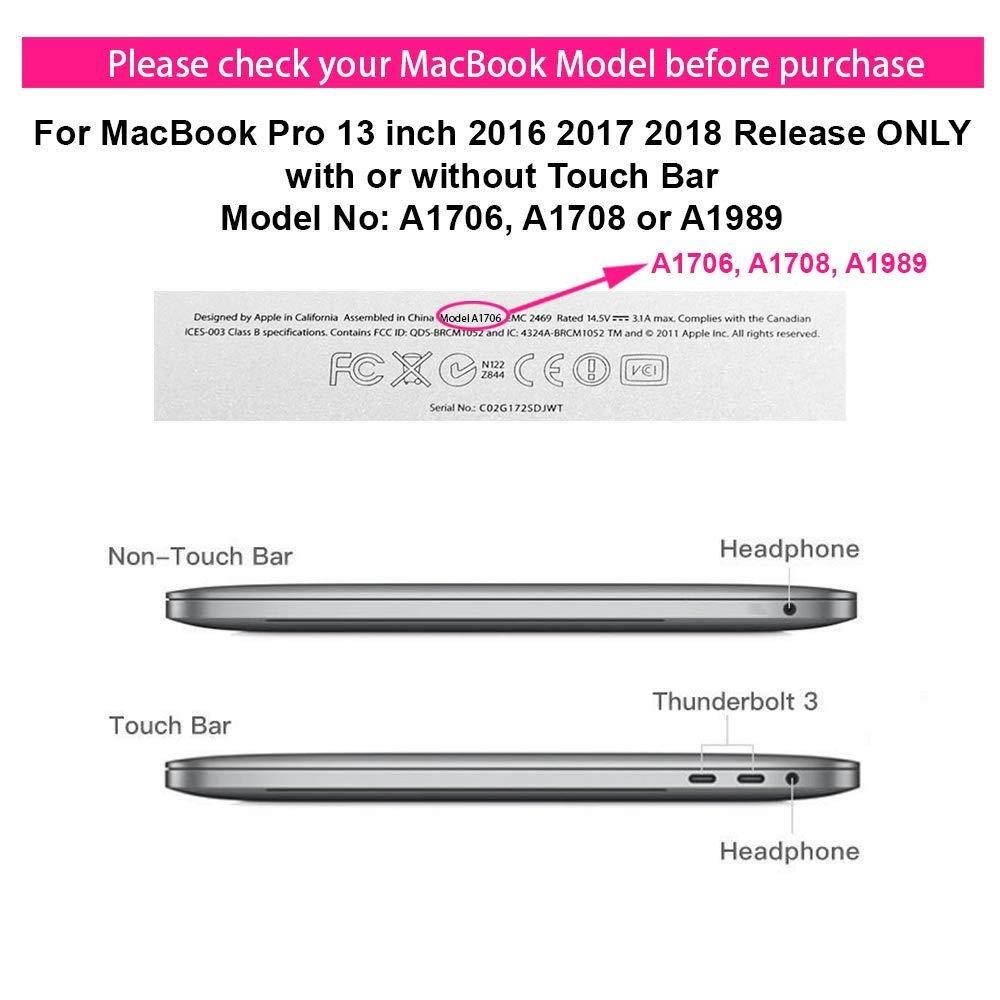 MacBook Pro 13"(2016 & 2017 Version) Hardshell Case & Felt Sleeve[5 in 1 Bundle] with Screen Protector,Keyboard Cover & Dust Plug for MacBook Pro 13" with/without Touch Bar A1706/A1708 - Turquoise