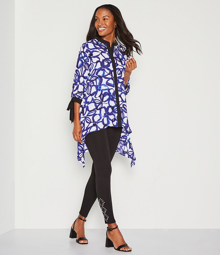 Slim Factor by Investments Ponte Knit Embellished Hem Leggings