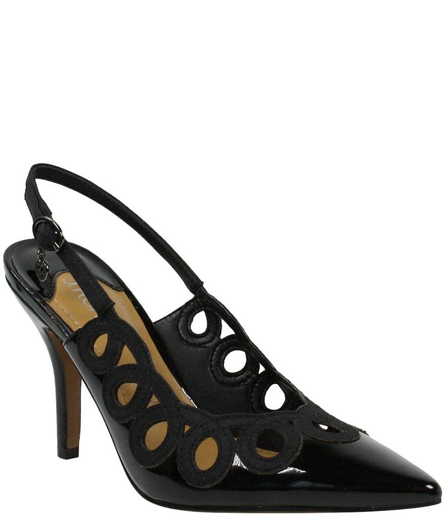 J. Renee Reghina Patent Cut-Out Detail Slingback Pumps
