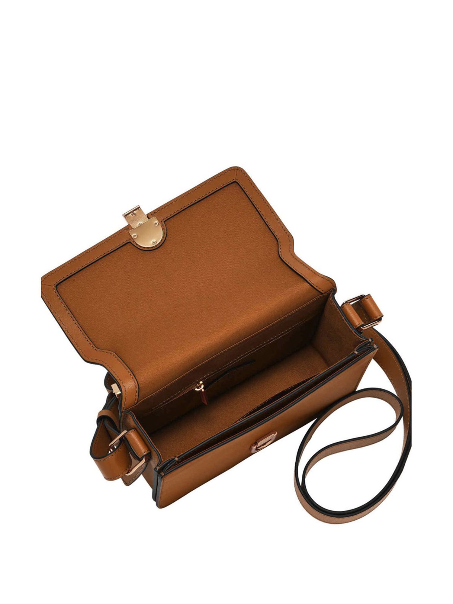 Fossil Avondale Brown Leather Solid Sling Handbag