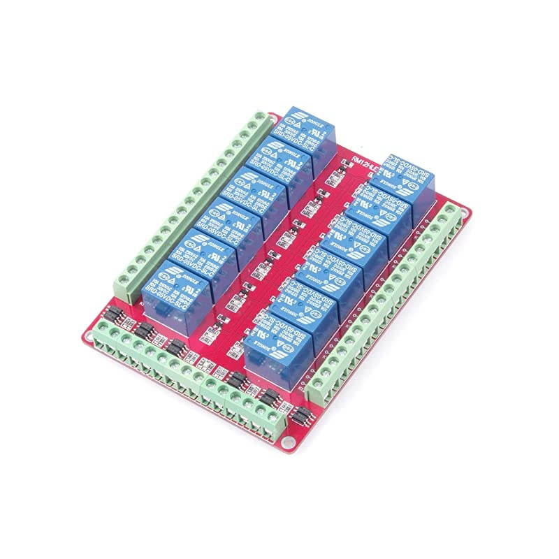DC 5V 12-Channel 10A Relay Control Module Bi-Directional Isolated Control Module High Low Level Trigger (DC 5V, 10A 12-Channel)