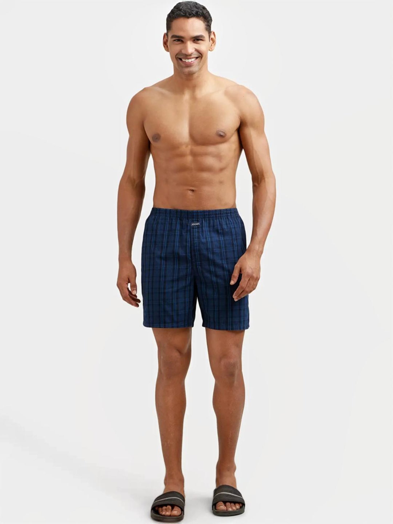 Jockey Black & Navy Regular Fit Check Boxer Shorts - Pack of 2