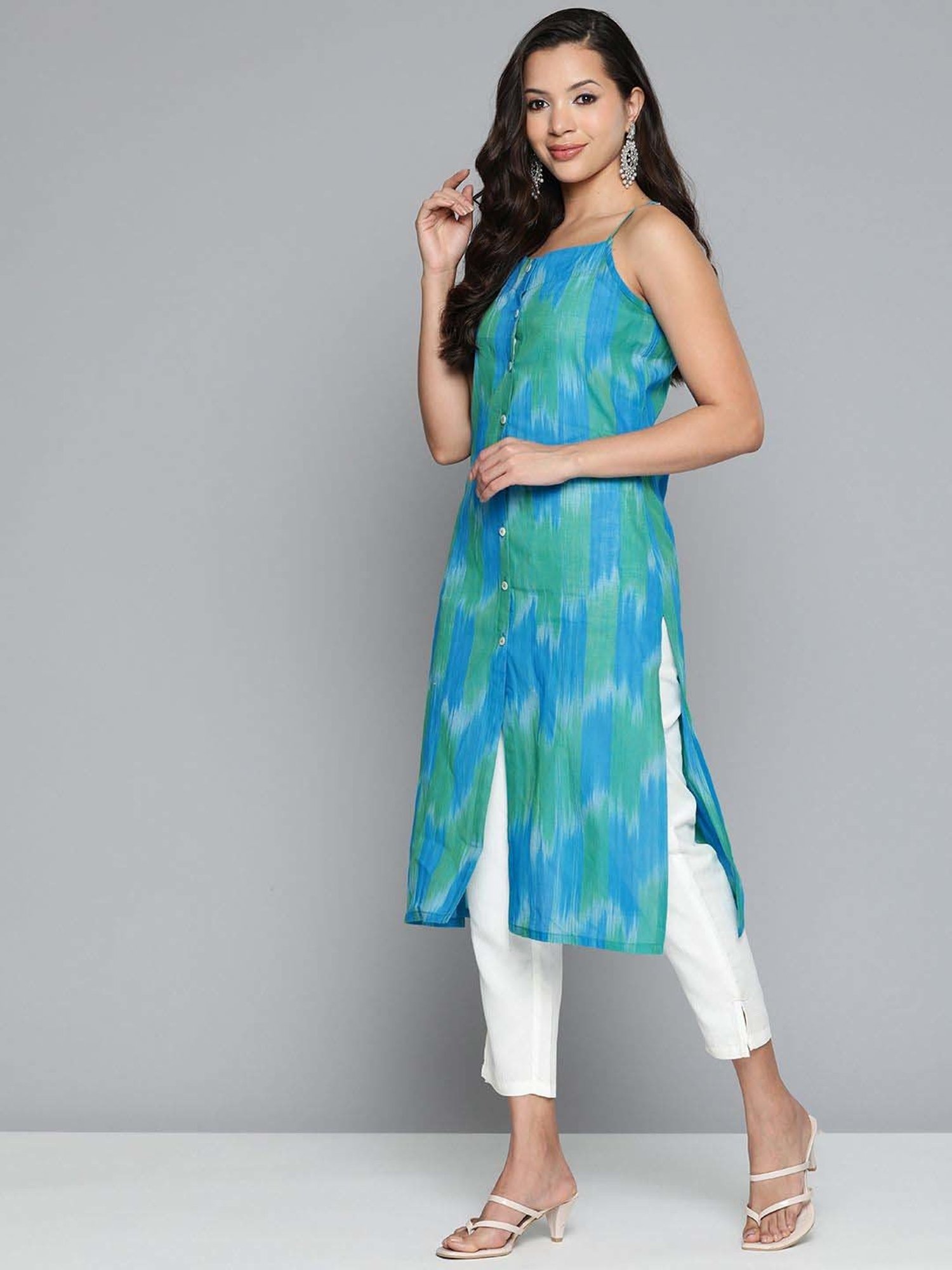 Jompers Blue Straight Printed Kurta