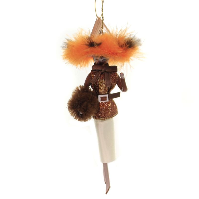 Italian Ornaments 7.0" Aliyah With Feather Hat & Muff Ornament Italian Afro-American  -  Tree Ornaments