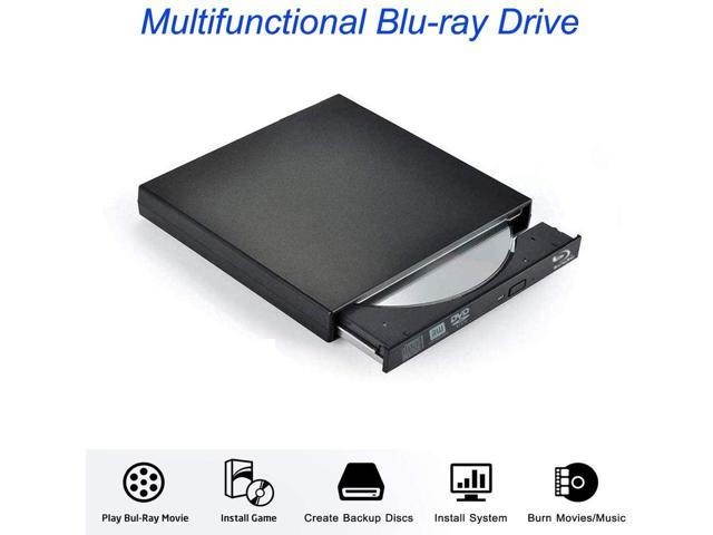 Xglysmyc USB2.0 External Blu Ray CD DVD Drive Burner,Slim Portable CD DVD RW BD-ROM Player Writer for Laptop Desktop Notebook Support Mac OS Windows XP/7/8/10 (Black)